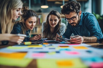 Fototapeta premium Teamwork and Collaboration: Focused on Project Planning
