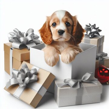 puppy with gift box
