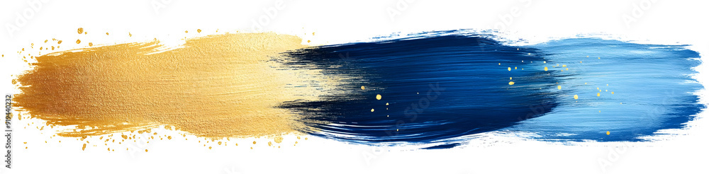Poster vibrant brush strokes in gold and blue create a dynamic and artistic background suitable for various