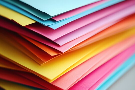 vibrant stack of colorful invitations cards, event planning concept