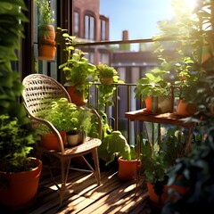 Sunny Balcony with Plants