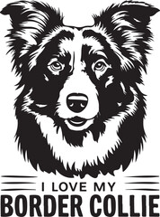 Border Collie Dog Love Vector Illustration
