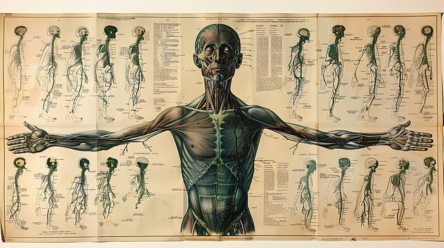 Gross anatomy of lymphatic system showing lymph nodes vessels and associated structures