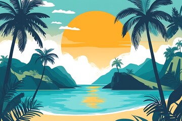 Obraz premium Tropical Paradise Sunset
