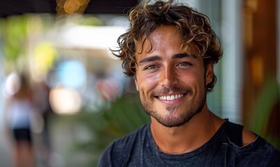 Fototapeta premium guy adult looking person smile happy portrait men expression happiness young face.