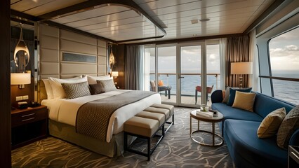 Luxury cruise ship room interior