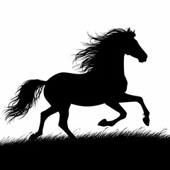 Silhouette horse vector with white background