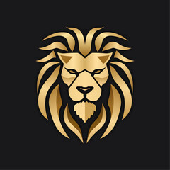 Gold lion head logo template vector icon