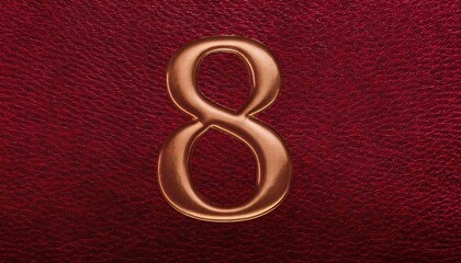 Luxury Red Leather Background with Number Eight