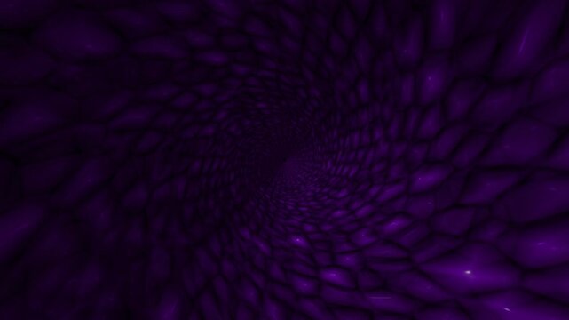 Purple Scales Swirl Tunnel 4K Loop features movement into a tunnel that looks to be covered in purple snake scales in a loop.