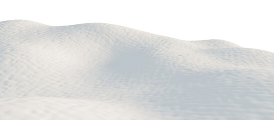 Snow-Covered Hills Under a Calm Sky. Transparent background. 3D render.
