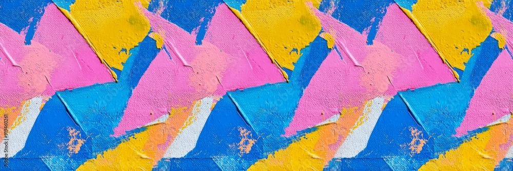 Fototapete closeup of abstract rough colorful multicolored geometric triangular triangles art painting texture 