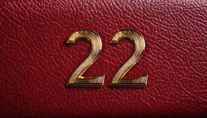 Elegant Gold Number 22 on Red Background