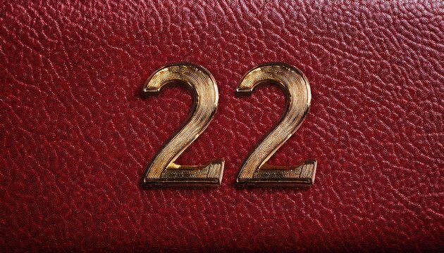 Elegant Gold Number 22 on Red Background