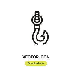 Hook icon vector. Linear-style sign for mobile concept and web design. Hook symbol illustration. Pixel vector graphics - Vector.