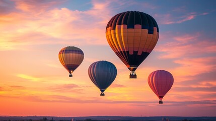 Naklejka premium Hot Air Balloons at Sunset.