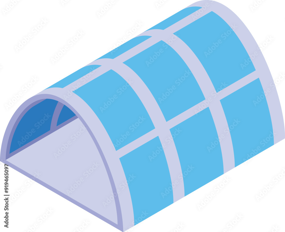 Poster modern transparent tunnel corridor connecting buildings isometric icon for web design isolated on wh