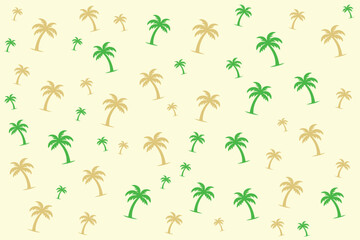 a pattern of palm trees on a yellow background.