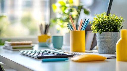 A Stylishly Organized Desk Setup Filled With Colorful Accessories For A Productive Start To The Week