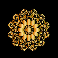 Abstract floral ornament golden clour mandala design 