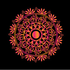 Red and yellow spiritual symbol mandala design 