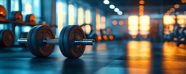 Empower Your Morning: Energizing Gym Scene with Dumbbells and Inviting Lighting for Peak Motivation