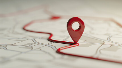 Fototapeta premium A red dot on a map that is pointing to a specific location
