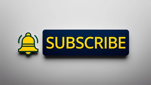 Subscribe Button with Yellow Bell Icon on a Gray Background
