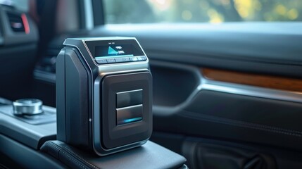 Modern Tech Device in a Car Interior