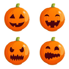 Halloween pumpkins sweet cookie set. Spooky pastry collection. Poster, stickers, banner design element.