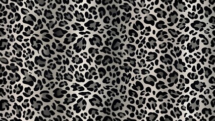 Obraz premium Seamless black and grey leopard print texture with subtle gradient effect, forming a repeating pattern ideal for fashion, design, and digital art applications.