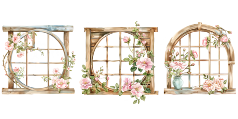 clipart of hand-painted illustrations isolated on a white background