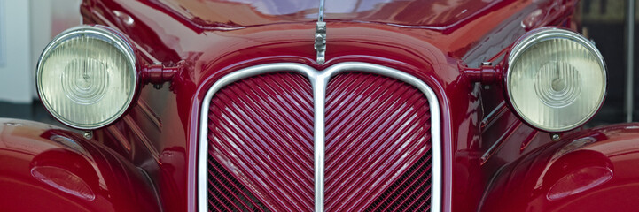 red retro car headlight