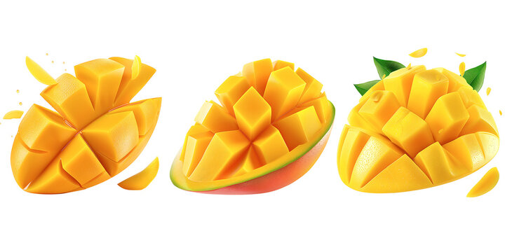 mango slices 3d vector illustration isolated on a white background