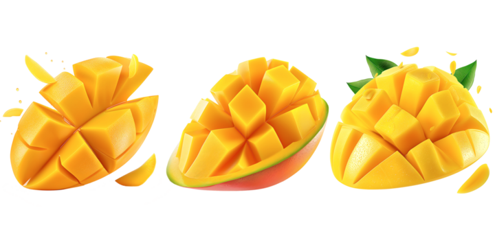 mango slices 3d vector illustration isolated on a white background