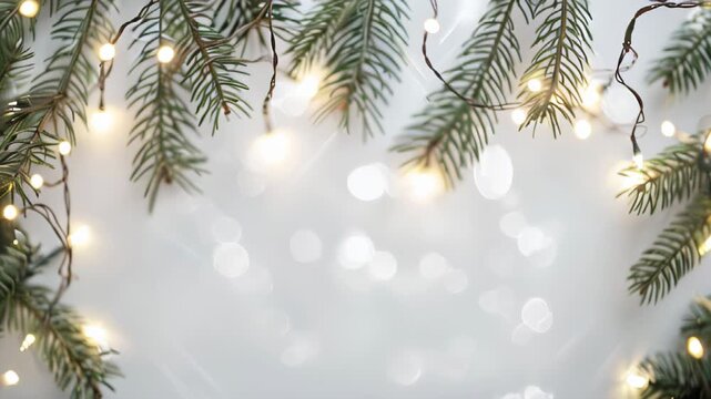 White Christmas glowing greeting festive card, frame for text, Golden bokeh Christmas lights, Gold Holiday New year Abstract Glitter Defocused Background With Blinking Stars and sparks