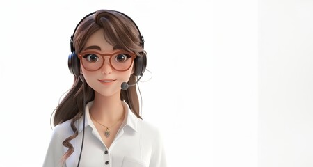 cartoon character cute avatar technical support staff isolated on white background.