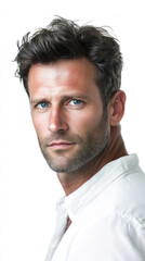 Obraz premium Man with playful look in white button-up shirt