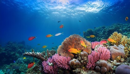 Naklejka premium coral reef and fishes