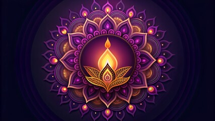 Diwali background with floral rangoli ornament