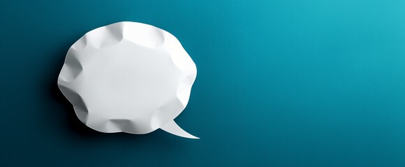 Paper bubble text in circle shape. Bubble speech in white crumpled paper texture..