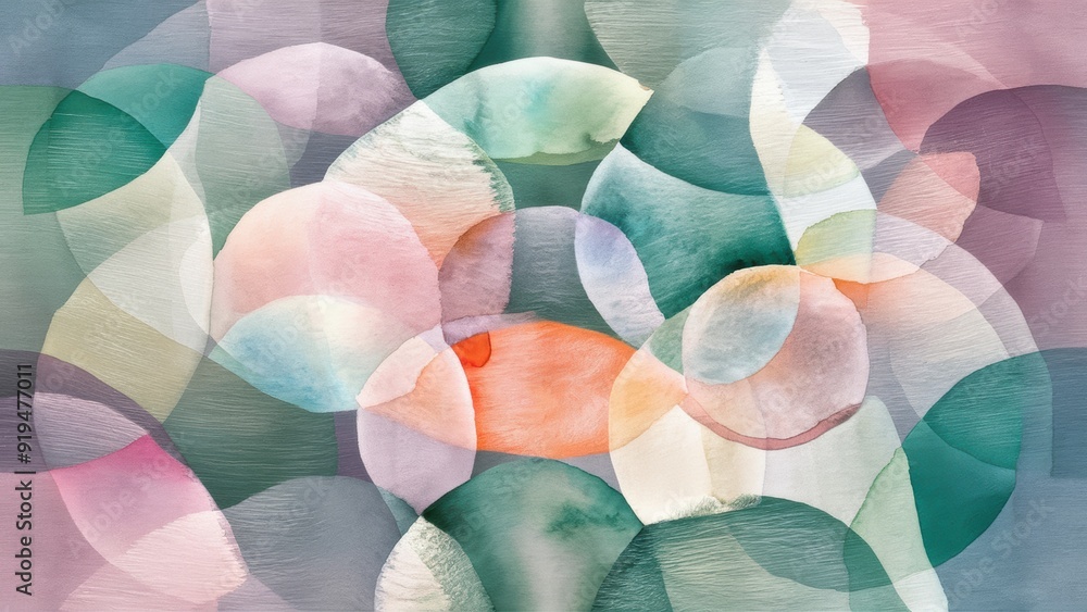 Poster a painting of a colorful abstract pattern with many different shapes, ai