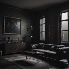 Contemporary Sofa in Dark Moody Living Room