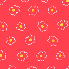 手描きの小さい花柄の線の背景イラスト1