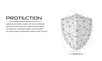 Shield. Futuristic Secure technology low polygonal guard shield symbol.3d modern Abstract wireframe vector illustration on a white background. concept of data protection, Secure service.