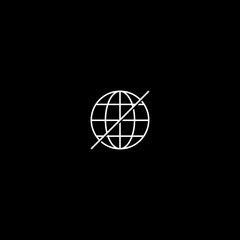 Globe Offline internet icon isolated on dark background