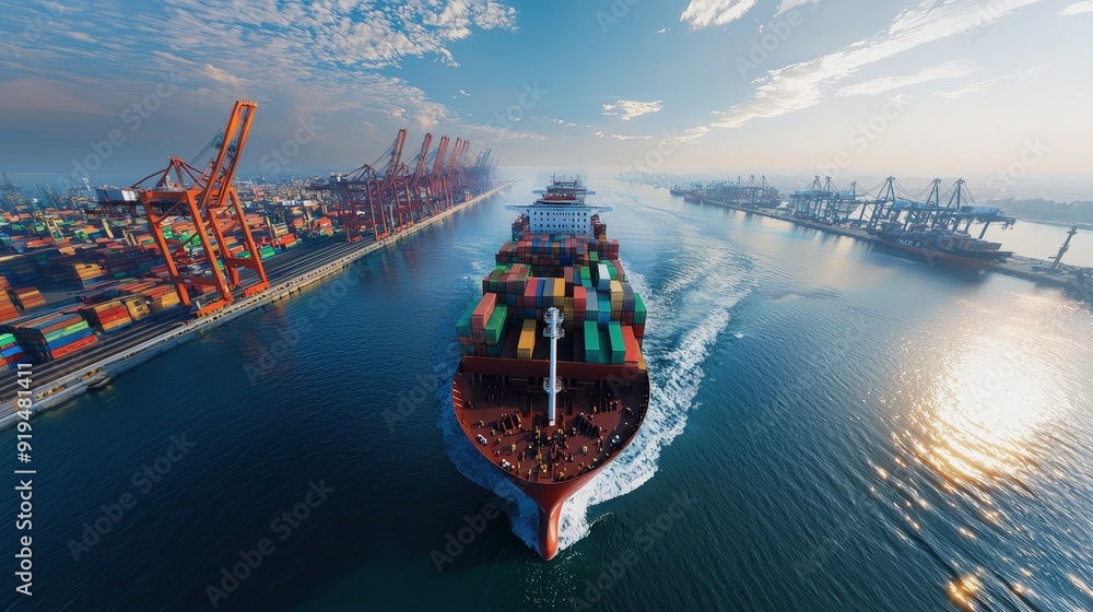 Poster ai-controlled traffic management system optimizing ship movements in a port