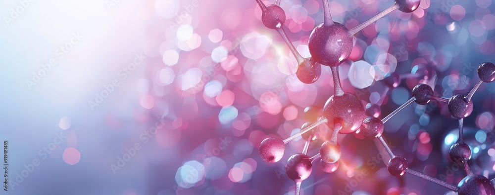 Aufkleber abstract molecular structure background with light bokeh effects, showcasing scientific concept and 