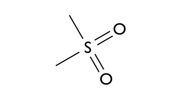 methylsulfonylmethane molecule, structural chemical formula, ball-and-stick model, isolated image sulfones