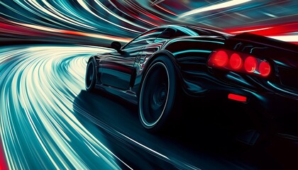 Black Sports Car in Motion Blur